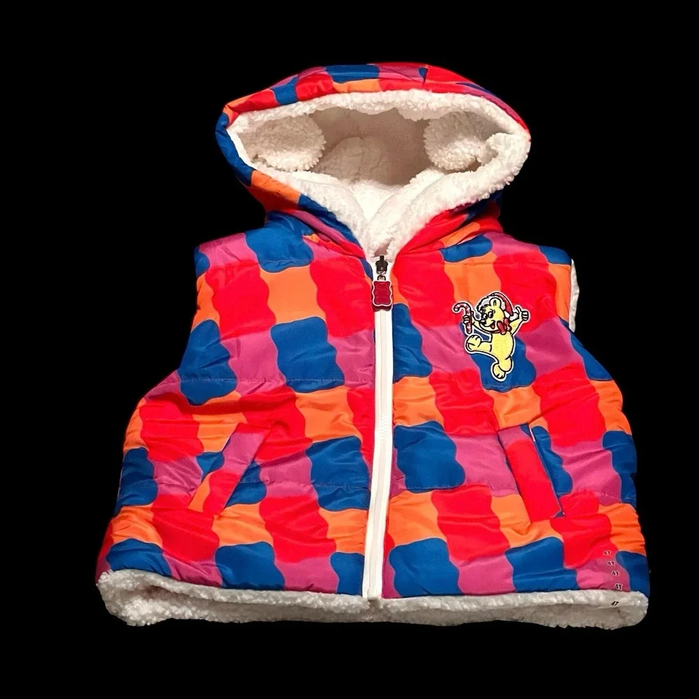 JCPenney Haribo Gummy Bear Vest Reversible 4T Kids Hood Ears Unisex Zip Jacket‎